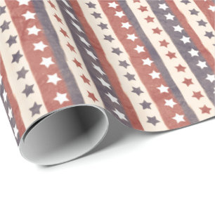 Papier Cadeau Bannière étoilée patriote rustique