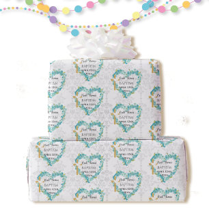 Papier Cadeau Baptême Ajouter Nom & Date Cross Dove Oubliez-moi