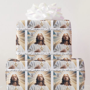 Papier Cadeau Baptême Jésus Saint Esprit colombe Matthieu 3:17 T