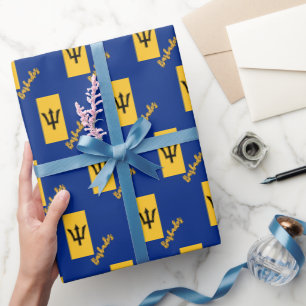 Papier Cadeau Barbados Wrapping Paper, Barbade Drapeaux patriote