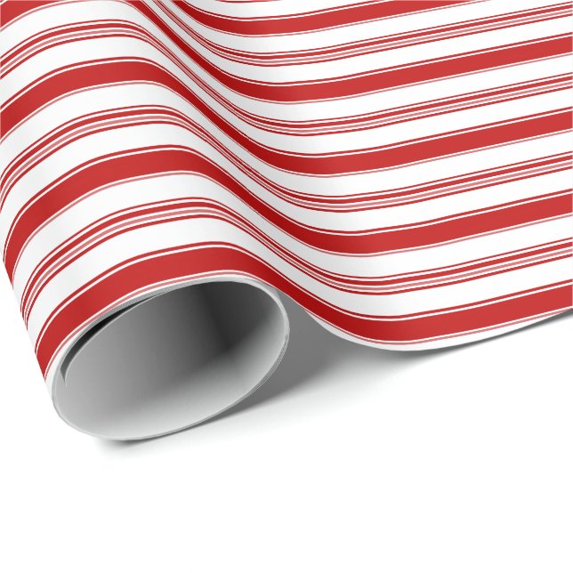 Papier Cadeau Barbe à bonbons horizontale rouge et blanche (peti (Coin rond)