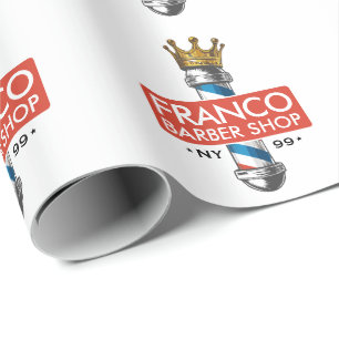 Papier Cadeau Barber Hair Shop King Crown Barber Pole Hair Salon