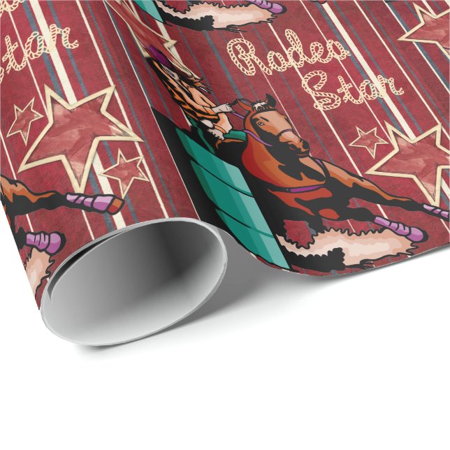 Papier Cadeau Baril occidental de cow-girl de rodéo emballant (Coin rond)