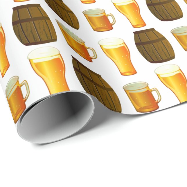 Papier Cadeau Barils et verres de bière d'Oktoberfest (Coin rond)