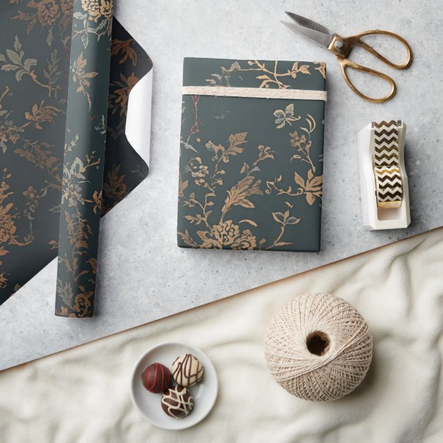 Papier Cadeau Baroque Gold Gift Wrap | Floral  (Artisanat)