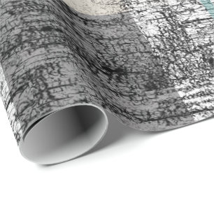 Papier Cadeau Barque d'écorce d'arbre plaid Nature Turquoise gri