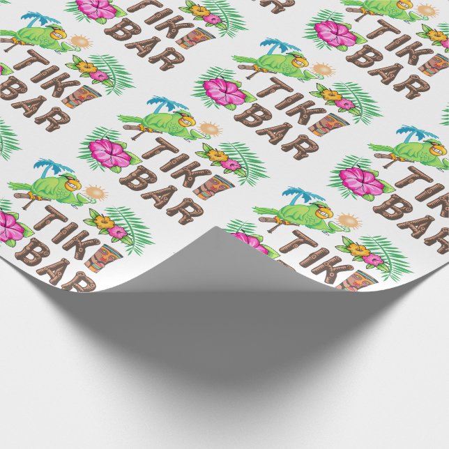 PAPIER CADEAU BARRE TROPICALE TIKI (Coin)