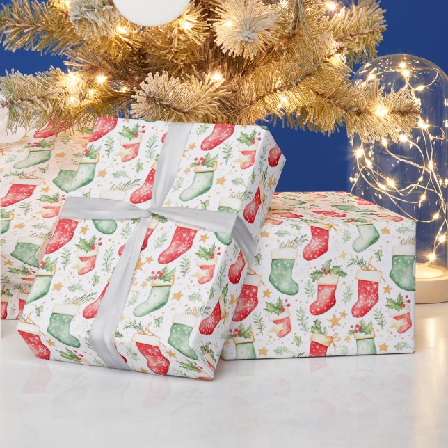 Papier Cadeau Bas de Noël Festive (Vacances)