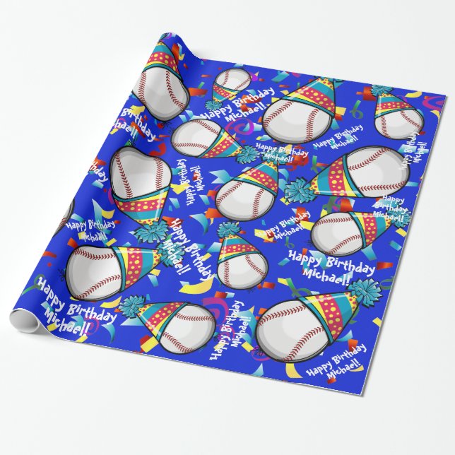 Papier Cadeau Base-ball dans un casquette | de partie customisé (Déroulé)