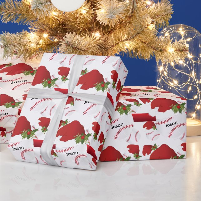 Papier Cadeau Baseball de Noël | Texte DO-IT-YOURSELF (Vacances)