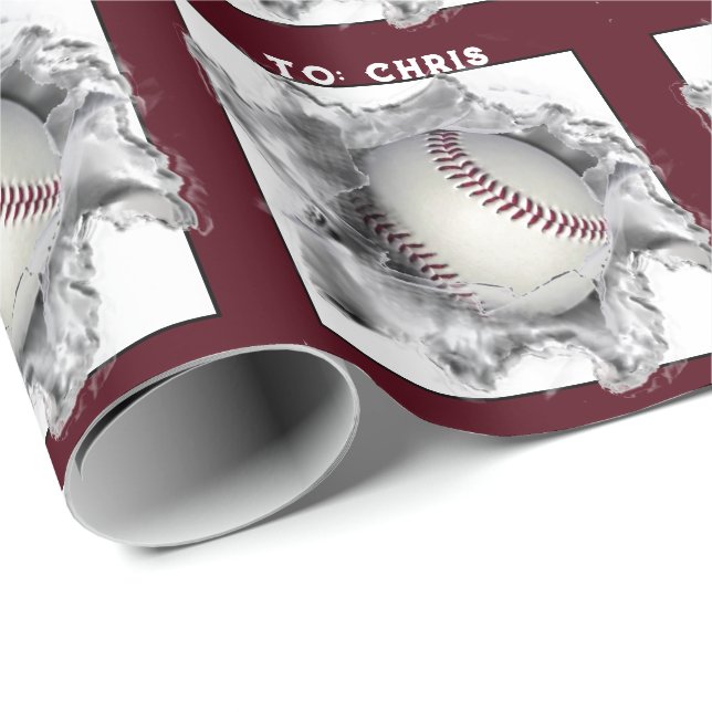Papier Cadeau Baseball personnalisé (Coin rond)