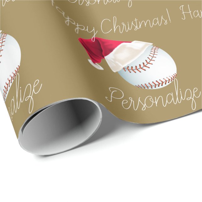 Papier Cadeau Baseball personnalisé Noël Père Noël Vacances enve (Coin rond)