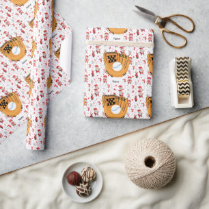 Papier Cadeau Baseball pour Noël avec le Père Noël