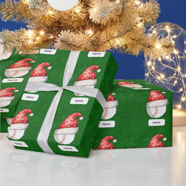 Papier Cadeau Baseball pour Noël avec Santa Hat (Vacances)