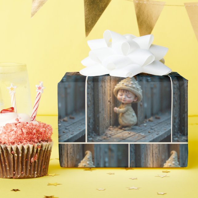 Papier Cadeau Bashful Munchkin Standing By a Door (Fête d'anniversaire)