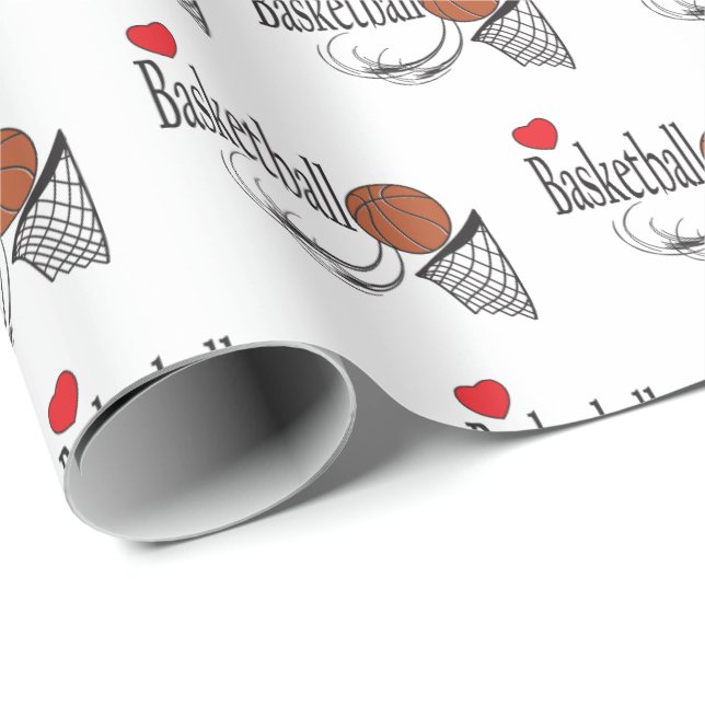 Papier Cadeau Basket-ball d'amour (Coin rond)