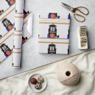 Papier Cadeau Basket-ball noir et blanc du Jersey