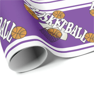 Papier Cadeau Basket-ball sur Arrière - plan violet et blanc