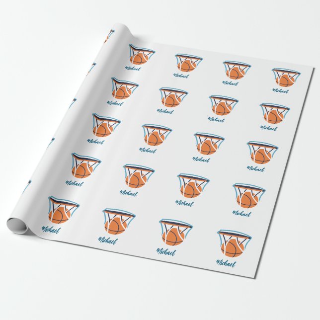 Papier Cadeau Basket-ball Votre nom personnel (Déroulé)