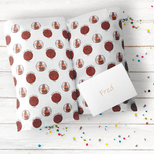 Papier Cadeau Basketball Enfants Joyeux Anniversaire Nom & Photo