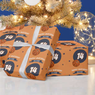 Papier Cadeau Basketball Joyeux Anniversaire Sports