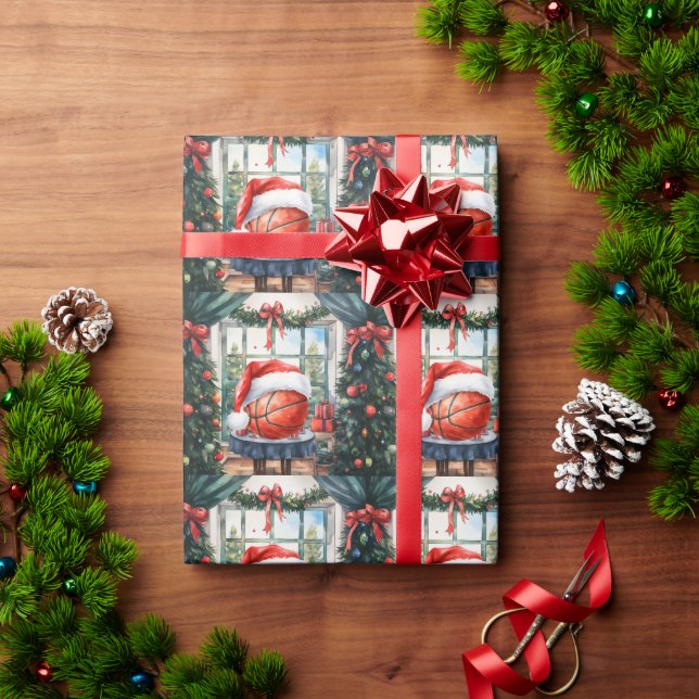 Papier Cadeau Basketball thème de Noël pour le joueur (Cadeau de vacances)