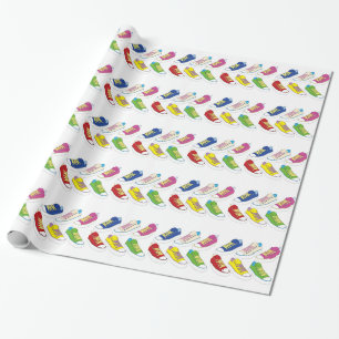 Papier Cadeau Baskets dessinant, chaussures de course colorées