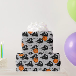 Papier Cadeau Baskets noirs avec basket-ball