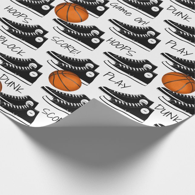 Papier Cadeau Baskets noirs avec basket-ball (Coin)