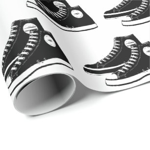 Papier Cadeau Baskets noirs en blanc
