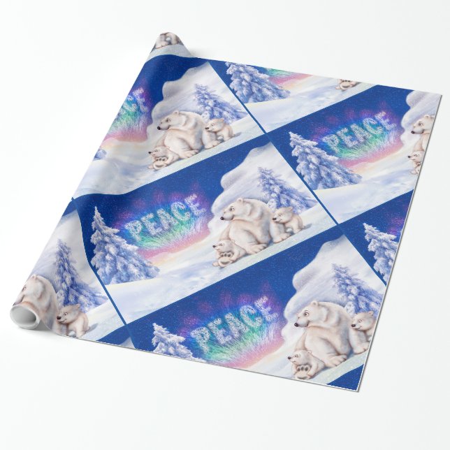 Papier Cadeau Basses d'ours polaires papier d'emballage de Noël (Déroulé)