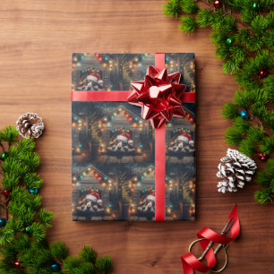 Papier Cadeau Basset de Noël en serre