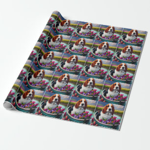 Papier Cadeau Basset Hound Dog sur une pagaie : une aventure Pit