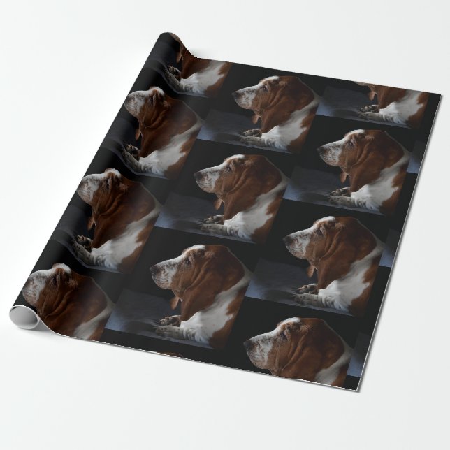 Papier Cadeau Basset Hound Vous Attend Pour Rentrer À La Maison (Déroulé)