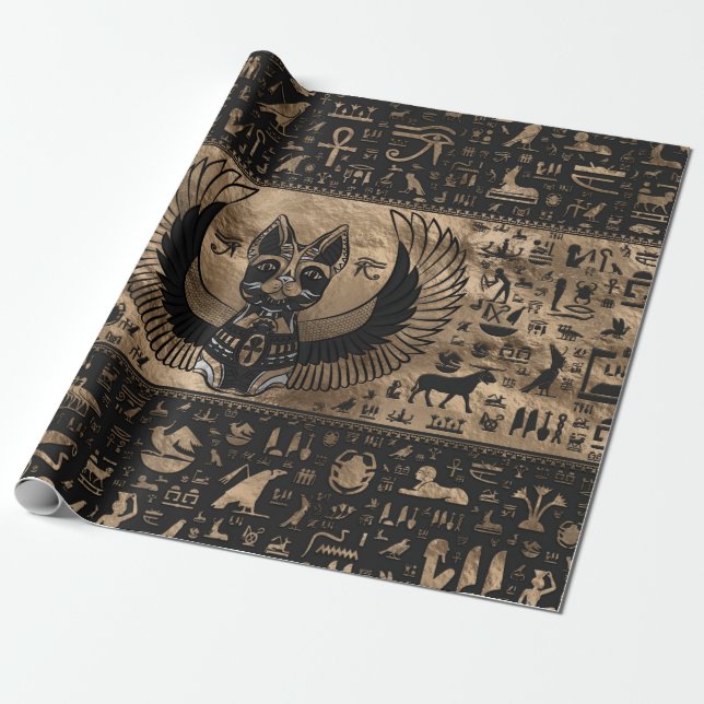Papier Cadeau Bastet, déesse égyptienne des chats (Déroulé)