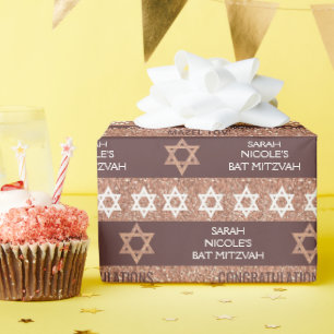Papier Cadeau Bat mitzvah Rose Gold Parties scintillant Motif de