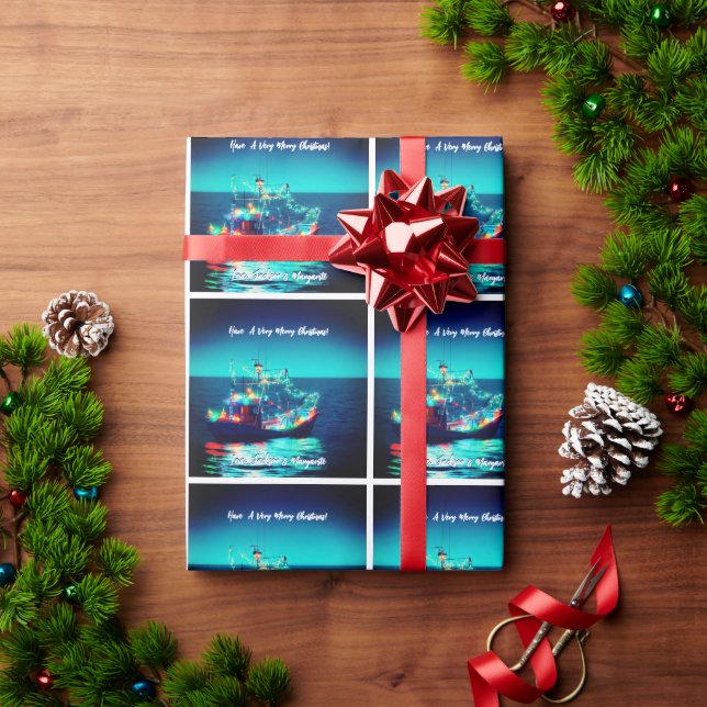 Papier Cadeau Bateau De Noël Avec Lumières (Cadeau de vacances)