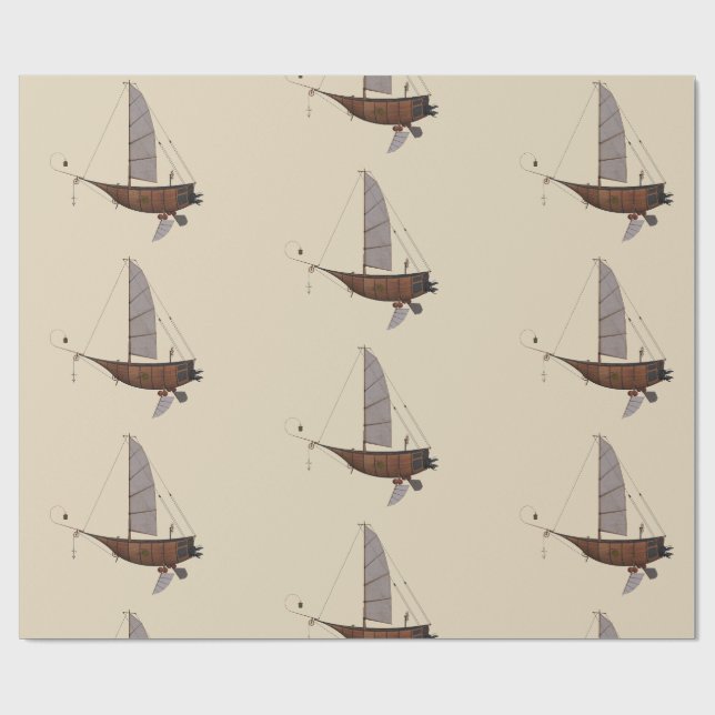 Papier Cadeau Bateau Steampunk (Plat)