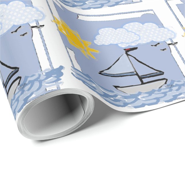 Papier Cadeau Bateaux (Coin rond)