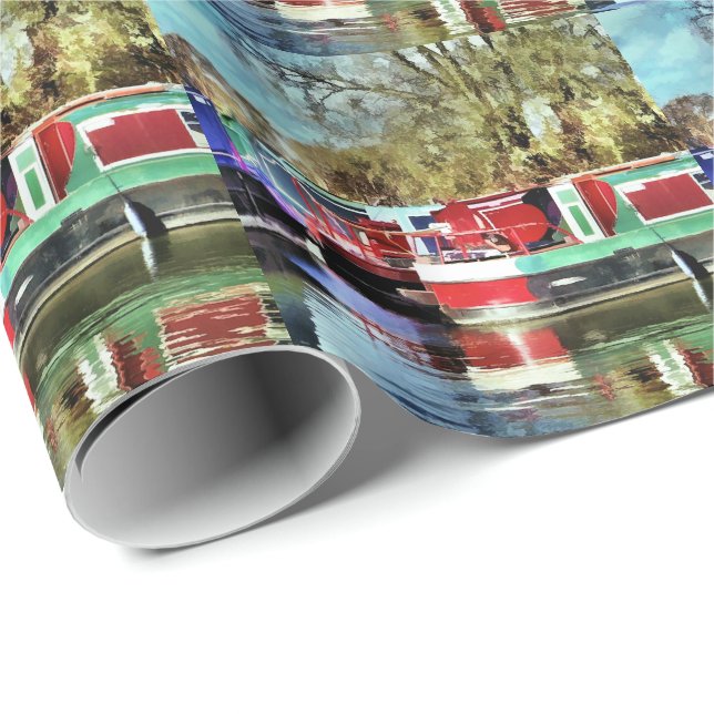 PAPIER CADEAU BATEAUX DE CANAL (Coin rond)