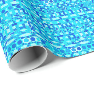 Papier Cadeau Batik tribal - bleu de turquoise, d'aqua et de