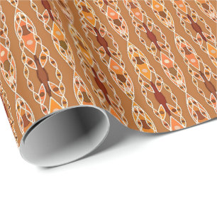 Papier Cadeau Batik Tribal - Rouille, Terracotta et Beige