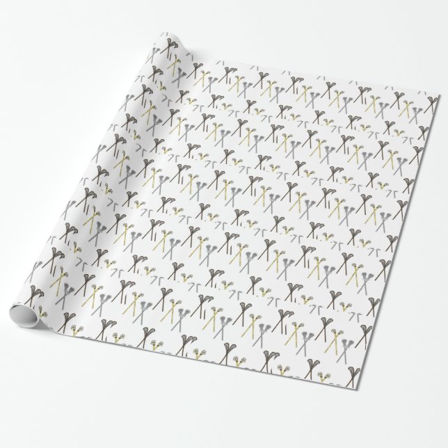 Papier Cadeau Bâtons de lacrosse (Déroulé)