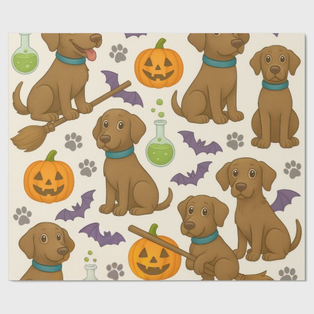Papier Cadeau Batty Puppy Halloween amusant (Plat)