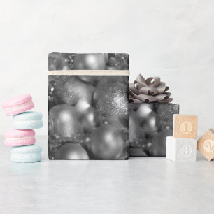Papier Cadeau Baubles de Noël en argent