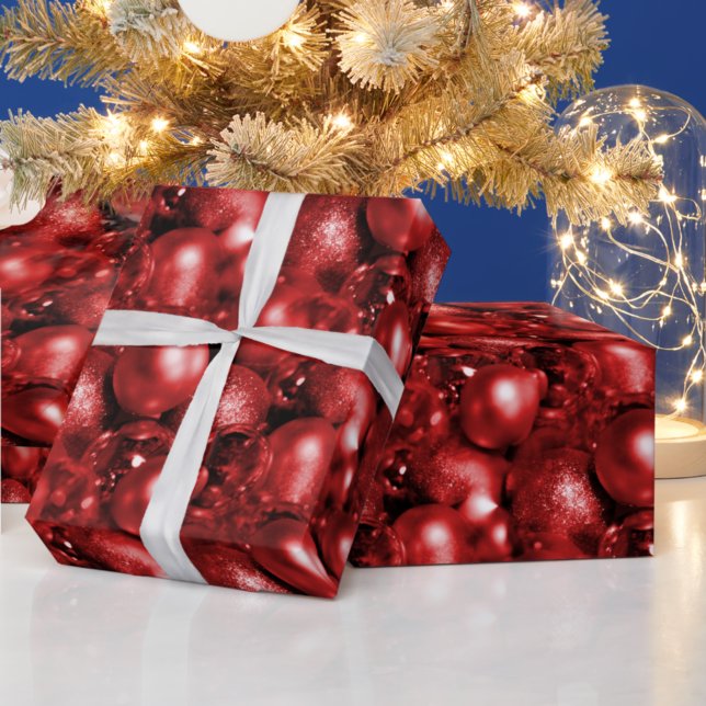 Papier Cadeau Baubles de Noël rouges (Créateur téléchargé)