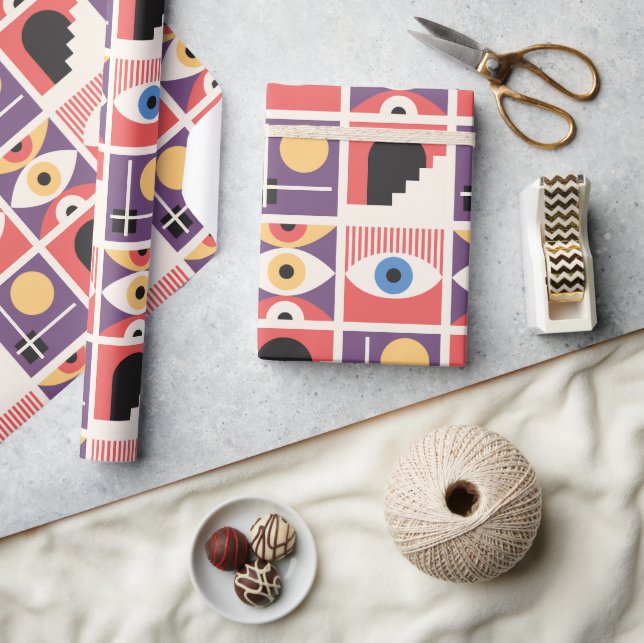 Papier Cadeau Bauhaus Mid Century Moderne (Artisanat)