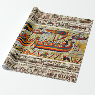 PAPIER CADEAU BAYEUX TAPESTRY 1066 NAVIRES VIKING