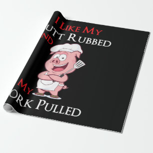 Papier Cadeau BBQ  BBBQ J'Aime Mon Bébé De La Butte Et Mon Porc 