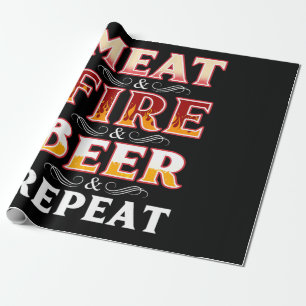 Papier Cadeau BBQ BBQ Grill Fumer Viande Feu Bière Répétition